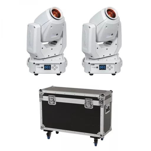 Showtec Phantom 65 Spot White Twin Pack with Flight Case Bundle