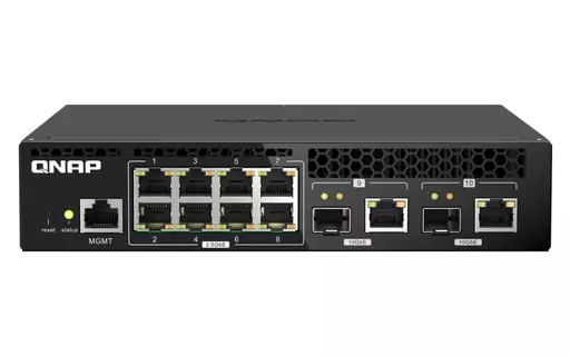 QNAP QSW-M2108R-2C network switch Managed L2 2.5G Ethernet (100/1000/2500) Power over Ethernet (PoE) Black