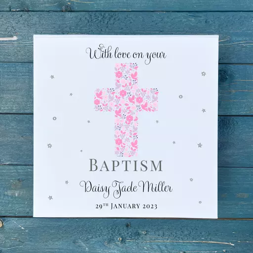 Personalised Baptism Keepsake Memory Box - Pink
