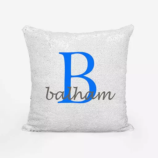 Personalised Sequin Magic Cushion For Him – Custom Initial "B" & Name Gift
