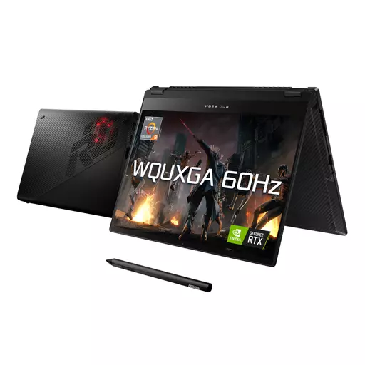 ASUS ROG Flow X13 GV301QE-K5121R 5980HS Hybrid (2-in-1) 34 cm (13.4") Touchscreen WQUXGA AMD Ryzen™ 9 16 GB LPDDR4x-SDRAM 1000 GB SSD NVIDIA GeForce RTX 3050 Ti Wi-Fi 6 (802.11ax) Windows 10 Pro Black