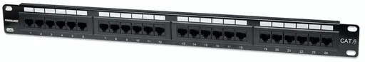 Intellinet Patch Panel, Cat6, UTP, 24-Port, 1U, Black