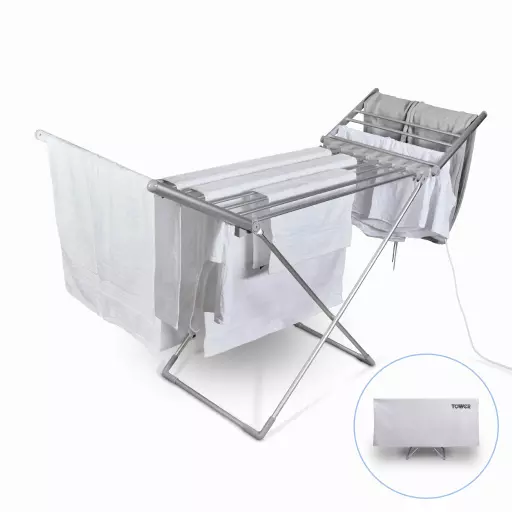 Heated Winged Clothes Airer with Cover