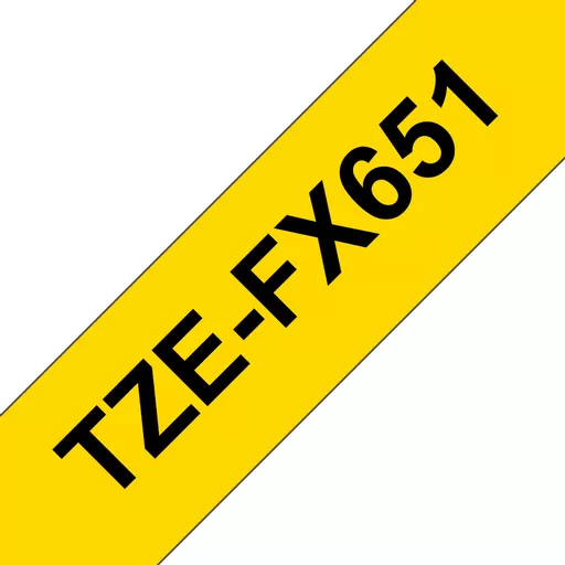 Brother TZE-FX651 DirectLabel black on yellow Laminat 24mm x 8m for Brother P-Touch TZ 3.5-24mm/HSE/36mm/6-24mm/6-36mm