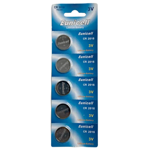 EUNICELL 3V CR2016 Button Cell Battery (5 PER CARD)