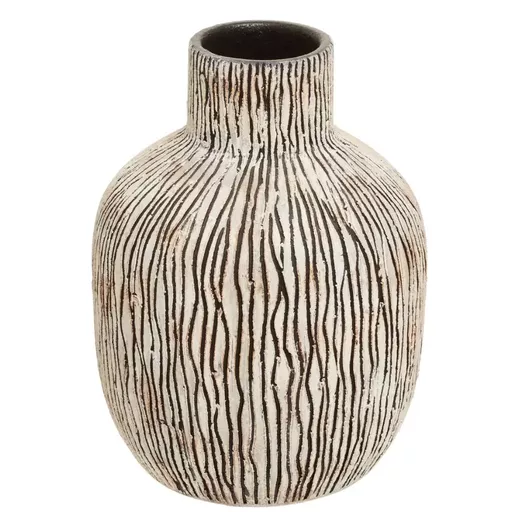 Earthenware Vase, Viviana, Brown/Cream