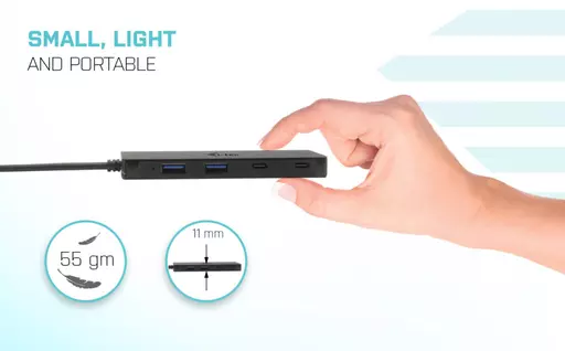 i-tec Metal USB-C HUB 2x USB 3.0 + 2x USB-C, with 85cm USB-C cable