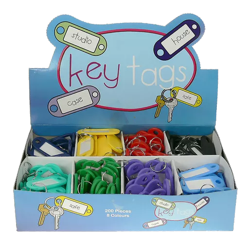 ASEC Key Name Tags With Split Rings Counter Display Box