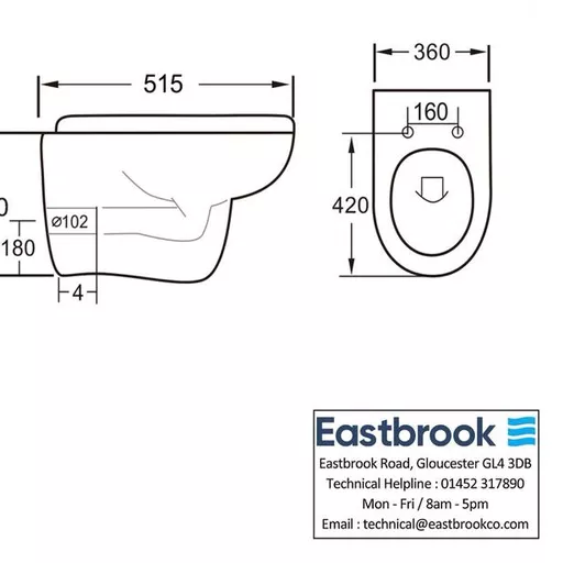 Dura Wall Hung WC Pan - White