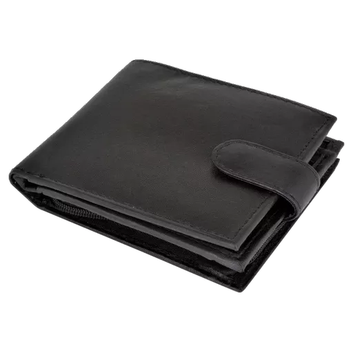 BEE-SECURE Black Leather Bifold RFID Wallet With Coin Purse