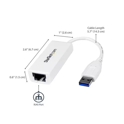 StarTech.com USB 3.0 to Gigabit Ethernet NIC Network Adapter - White