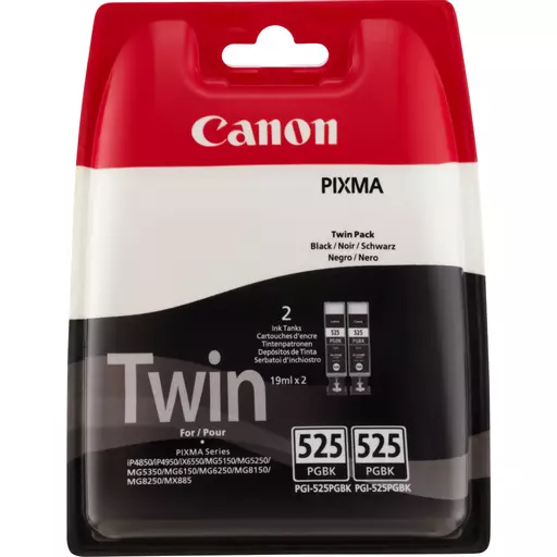 Canon 4529B010/PGI-525PGBK Ink cartridge black pigmented twin pack, 2x323 pages ISO/IEC 24711 19ml Pack=2 for Canon Pixma IP 4850/MG 5350/MG 6150/MG 6250/MX 885