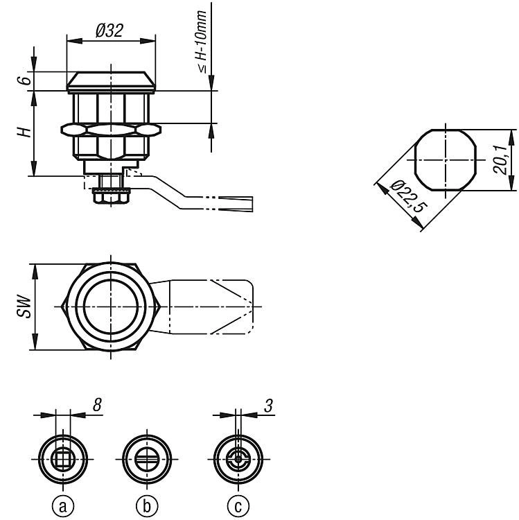 Quarter Turn Lock. Double Lug Lock. 30mm Height. Zinc Chromed.