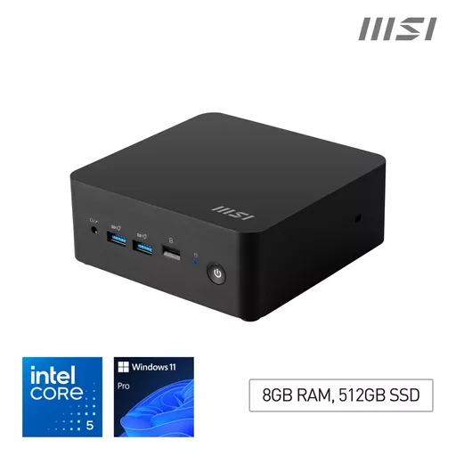 MSI Cubi NUC 1M Intel Core 5 120U Desktop PC, NUC, SFF, Mini Computer, HTPC, (8GB RAM, 512GB Storage, Windows 11 PRO), IRIS XE Graphics/DDR5/Dual ThunderBolt 4/Dual HDMI/Dual LAN/WiFi 6E/BT 5.3/VESA