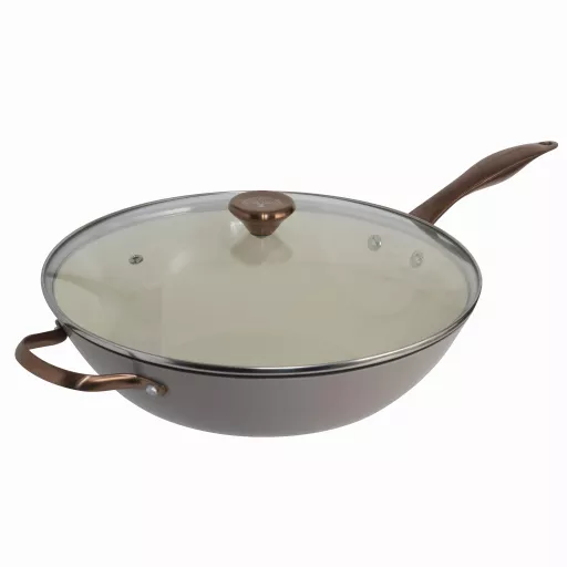 32cm Cast Iron Wok with Lid