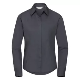 Ladies' Long Sleeve Polycotton Easy Care Fitted Poplin Shirt