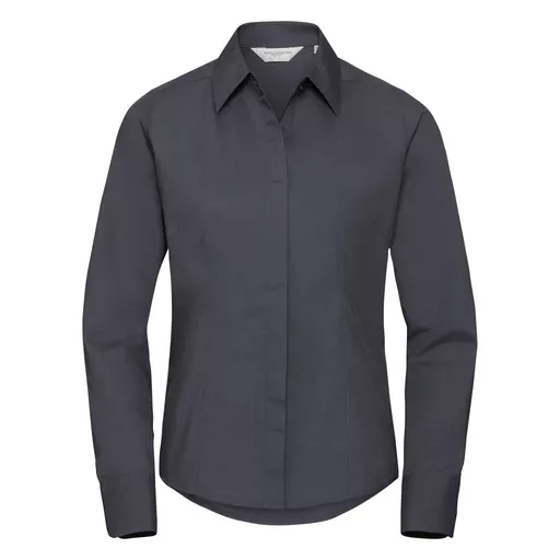 Ladies' Long Sleeve Polycotton Easy Care Fitted Poplin Shirt