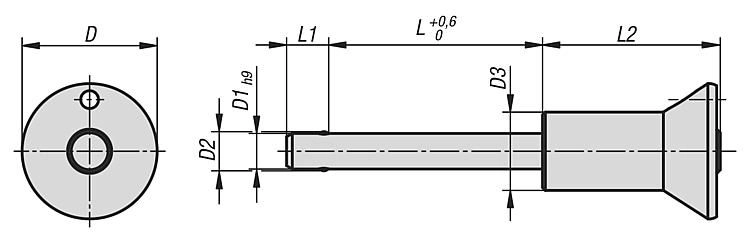 Ball Lock Pin With Mushroom Grip. 6mm Pin Diameter. 10mm Clamping Length. Stainless Steel.