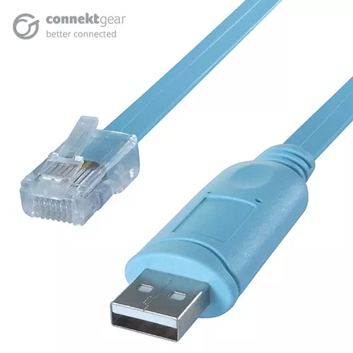 connektgear 1.8m RJ45 to USB A Male Console Cable with FTDI Chip (Cisco Compatible)