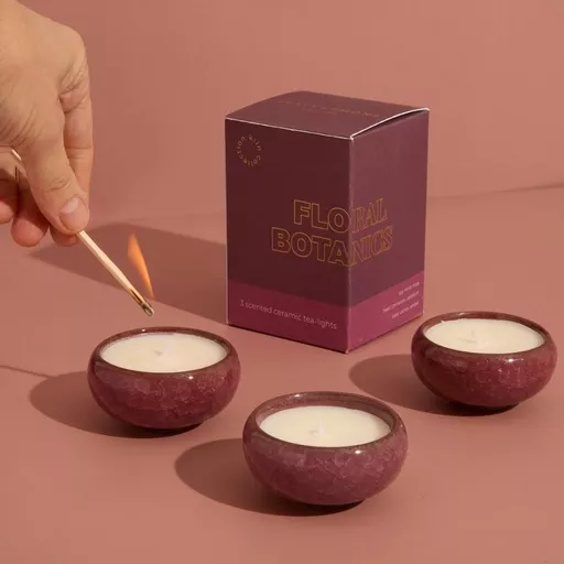 Contemporary Burgundy Kiln Tea Lights – Floral Botanics