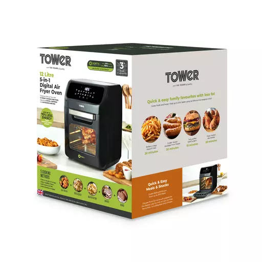 Tower Digital Air Fryer Oven-12 Litre ~Functions: Fryer with