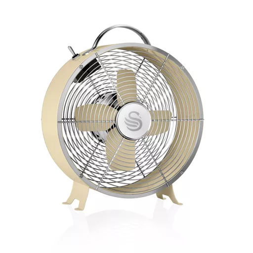 Retro 8 Inch Clock Fan - Cream