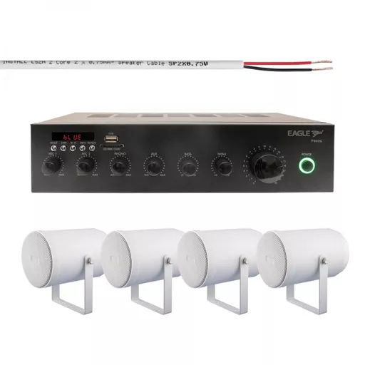 Eagle P650C with x4 A180G Outdoor Background Music System Bundle