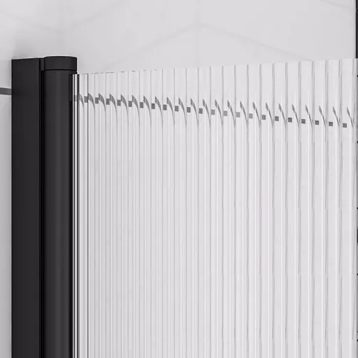 5mm 1400 x 800mm Left Hand (LH) Fluted Straight Bath Screen - Matt Black
