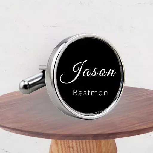 Custom Round Cufflinks for bestman – Personalised gift with name and title.jpg