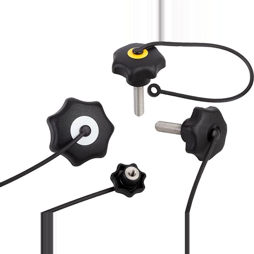 K0154 Star Grip In Plastic & Stainless Steel With Safety Cable Size M5-M12