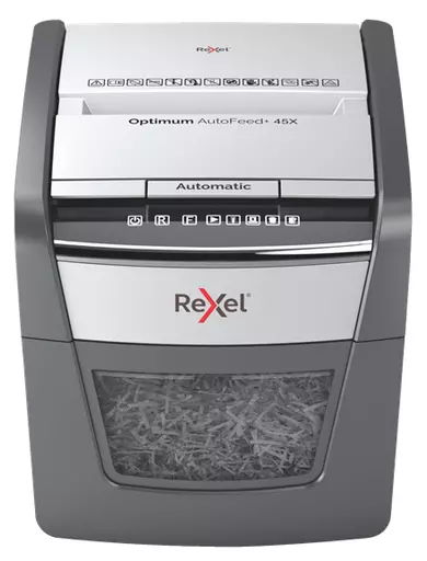 Rexel Optimum AutoFeed 45X paper shredder Cross shredding 55 dB 22 cm Black, Silver