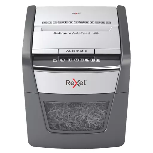 Rexel Optimum AutoFeed 45X paper shredder Cross shredding 55 dB 22 cm Black, Silver