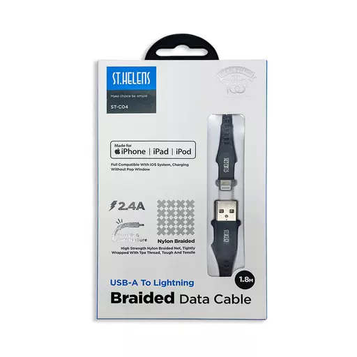 Joyroom - ST-C04 1.8M St Helens MFI Certified Braided Lightning Charging Cable (Black)