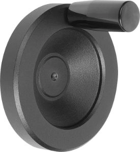 Handwheel Discs In Aluminium With Fixed Cylinder Grip Black Powder Coated