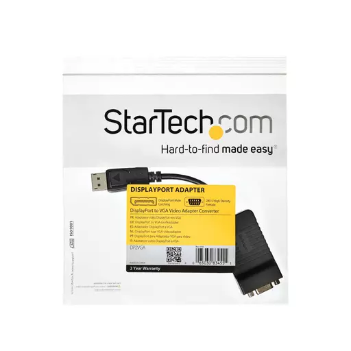 StarTech.com DisplayPort to VGA Adapter - Active DP to VGA Converter - 1080p Video - Durable - DP/DP++ Source to VGA Monitor Cable Adapter Dongle - DP 1.2 to VGA - Latching DP Connector