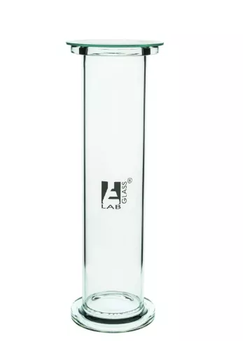 Gas Jar, 25cm x 5cm - Borosilicate Glass - Cylindrical - Heavy Foot & Ground Flange (No Lid)