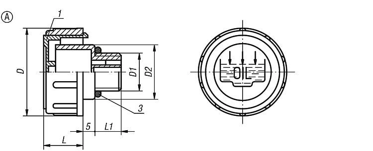 VENT SCREW WITHOUT AIR FILTER D1=M16X1,5, FORM:A THERMOPLASTIC, WITHOUT DIPSTICK, D=36