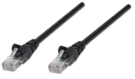 Intellinet Network Patch Cable, Cat5e, 0.5m, Black, CCA, U/UTP, PVC, RJ45, Gold Plated Contacts, Snagless, Booted, Lifetime Warranty, Polybag