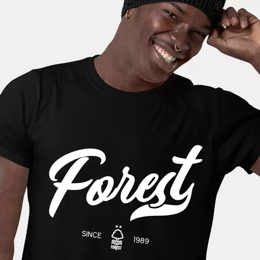 Nottingham Forest FC Rubber Print Men's T-Shirt - Black