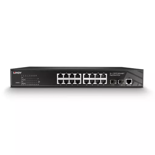 Lindy 16 Port + 2 SFP Gigabit Managed Switch PoE
