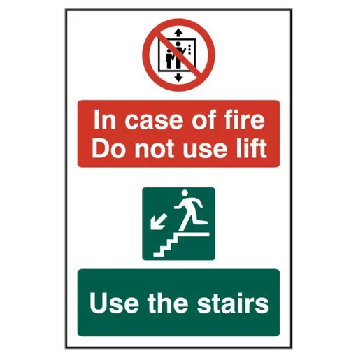ASEC `In Case Of Fire Do Not Use Lift` 200mm x 300mm PVC Self Adhesive Sign
