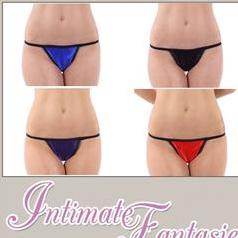 Sexy Black, Red, Blue or Purple Satin G String Swatch