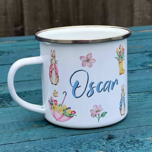 Personalised Easter Rabbit Enamel Mug