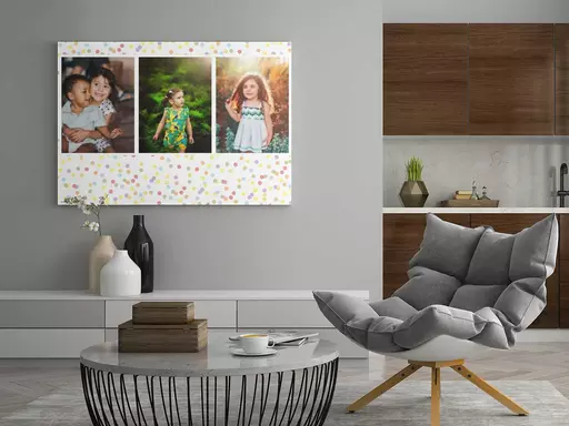 Personalised 3 Photo Collage Canvas - Confetti Background