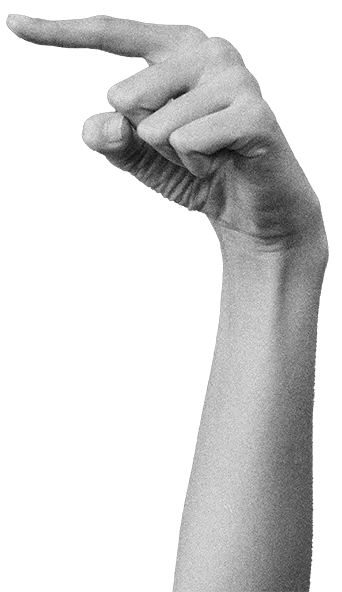 Finger pointing towards something