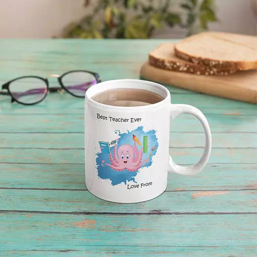 Cute best teacher ever personalised mug. custom appreciation gift for teachers