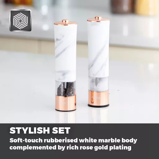 Marble Rose Gold Electric Salt & Pepper Mill