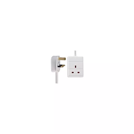 1 Gang UK Mains Extension Lead, White