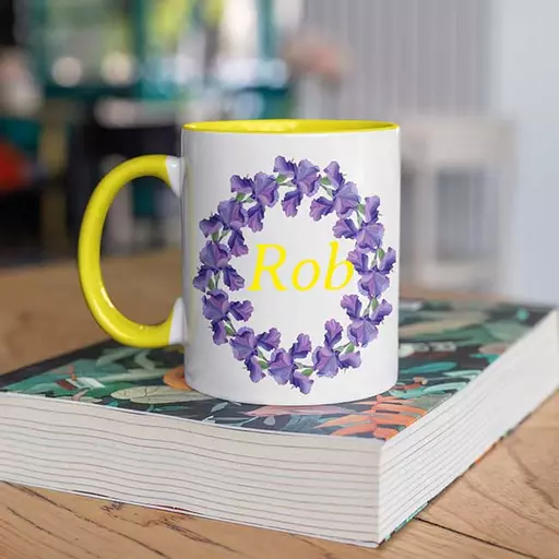 personalised floral wreath design name mug gift-personalised name mugs 