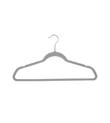 Non-Slip Grey Velvet Hanger with Trouser Bar - 450mm- Box of 100